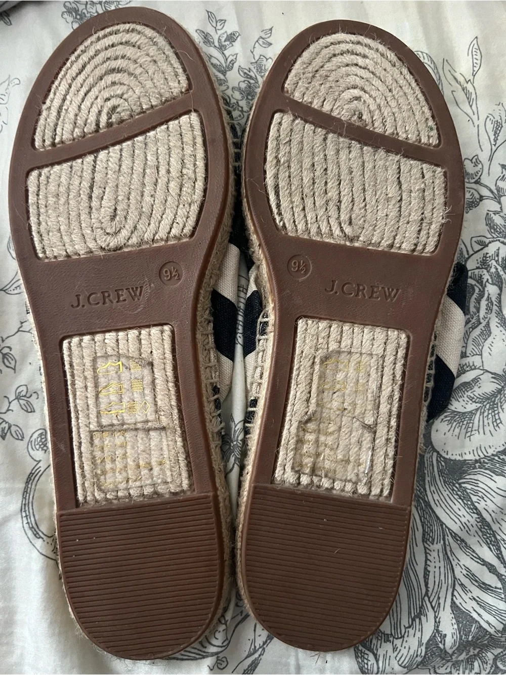 J. Crew Striped Knotted Espadrille Slides in Navy & Cream